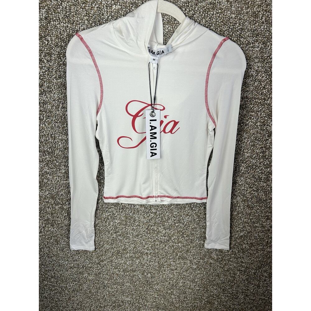 I.AM.GIA Blare Full Zip Weightless Breathable Hoodie Jacket Full Zip White Sz M